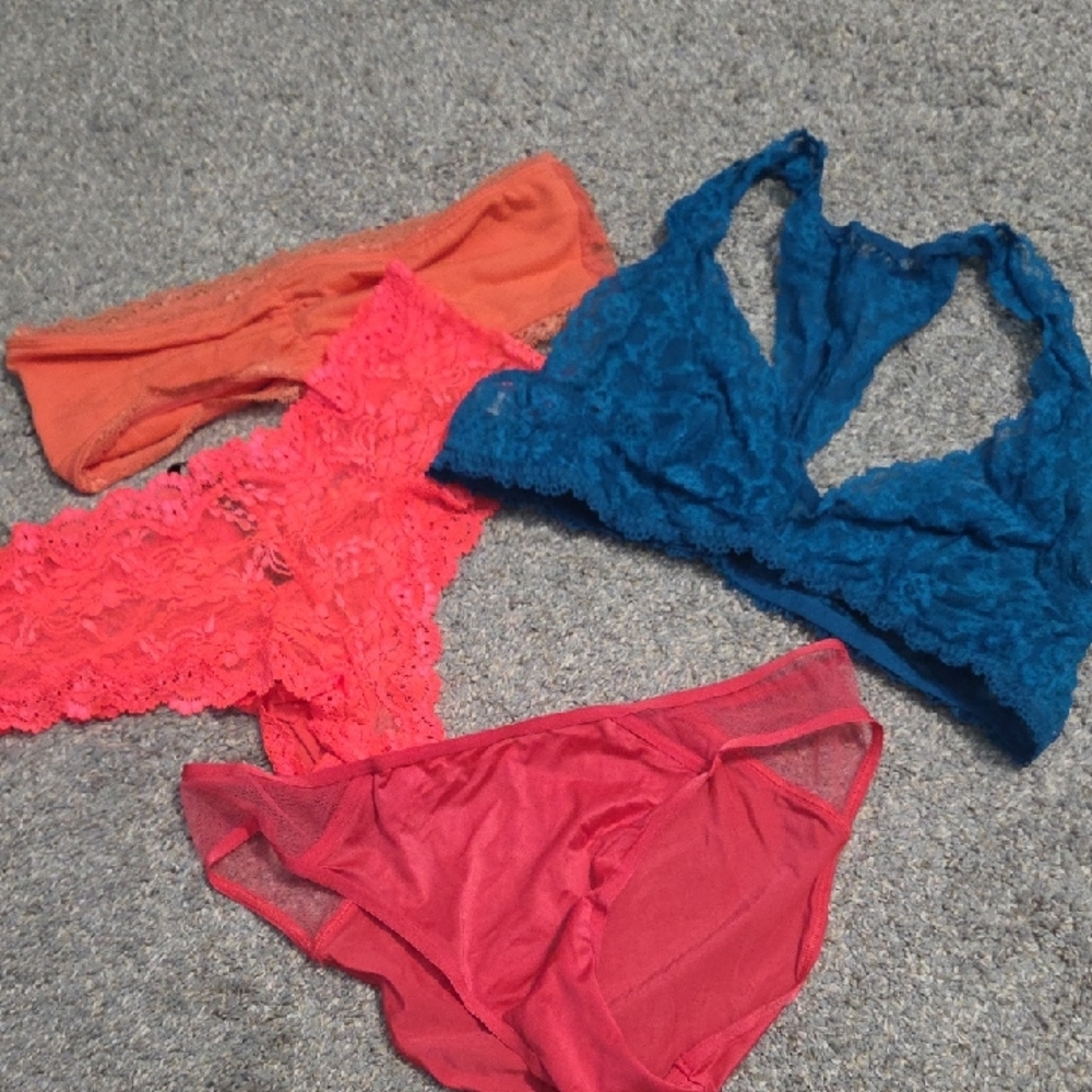Victoria's Secret Vibrant Lace Panty Set - Orange, Pink, Red